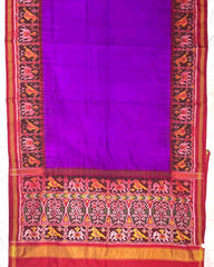 Red & Purple Plain Patola Saree