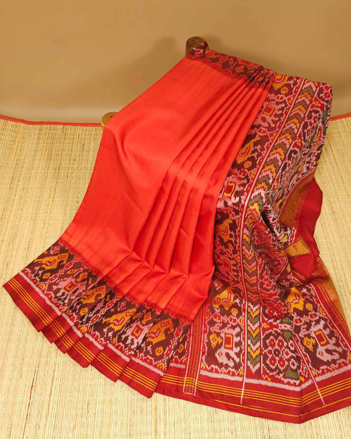 Red Plain Patola Saree