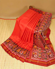Red Plain Patola Saree