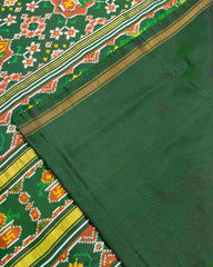 Green Navratan Kalash Designer Twill Patola Saree