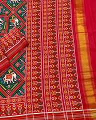 Red & Turquoise Narikunj Designer Patola Saree