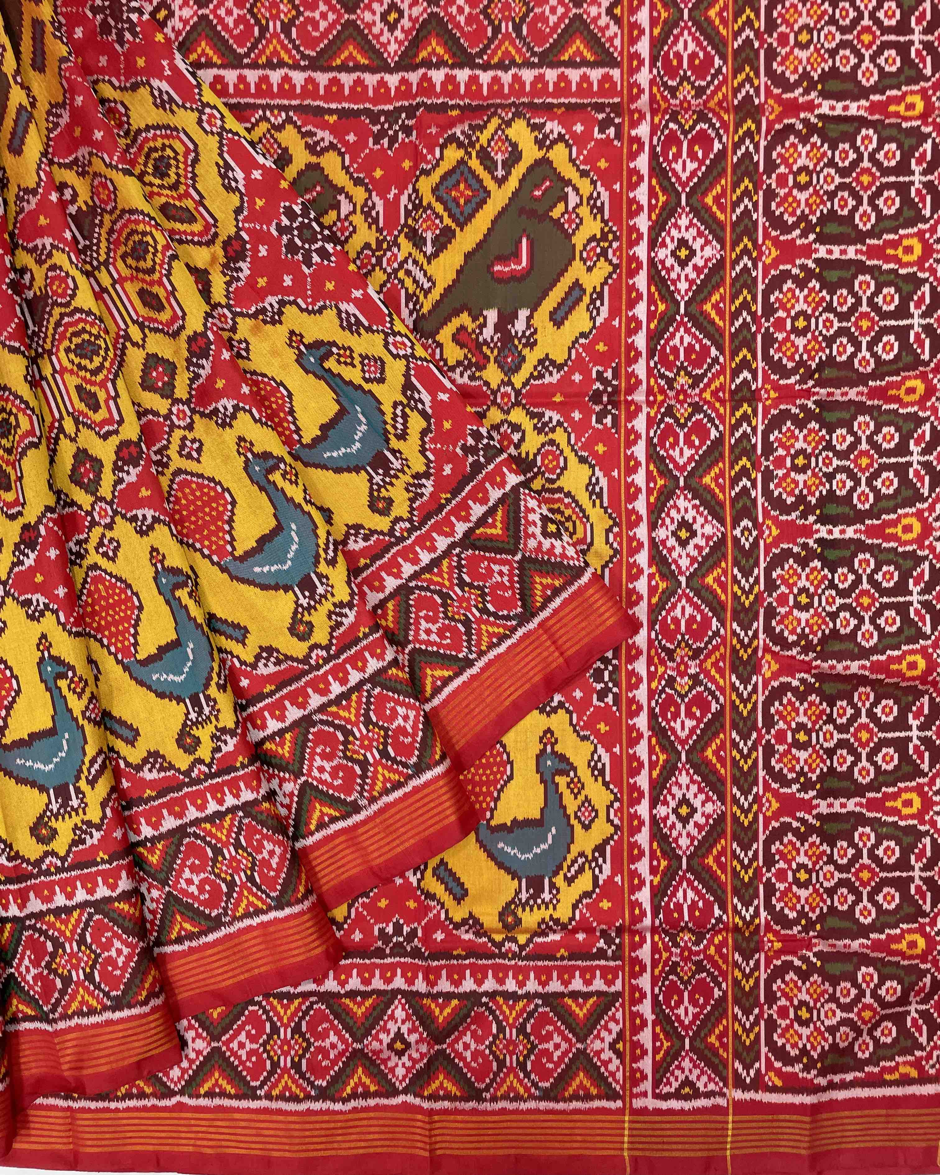 Red & Yellow Chhabdi Narikunj Designer Patola Saree