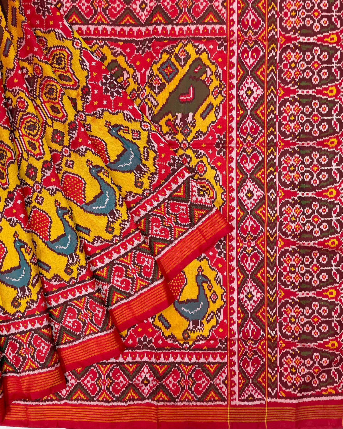 Red & Yellow Chhabdi Narikunj Designer Patola Saree