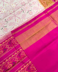 Pink & White Chhabdi Designer Patola Saree