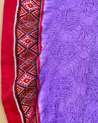 Red & Light Purple Bandhani Patola Dupatta