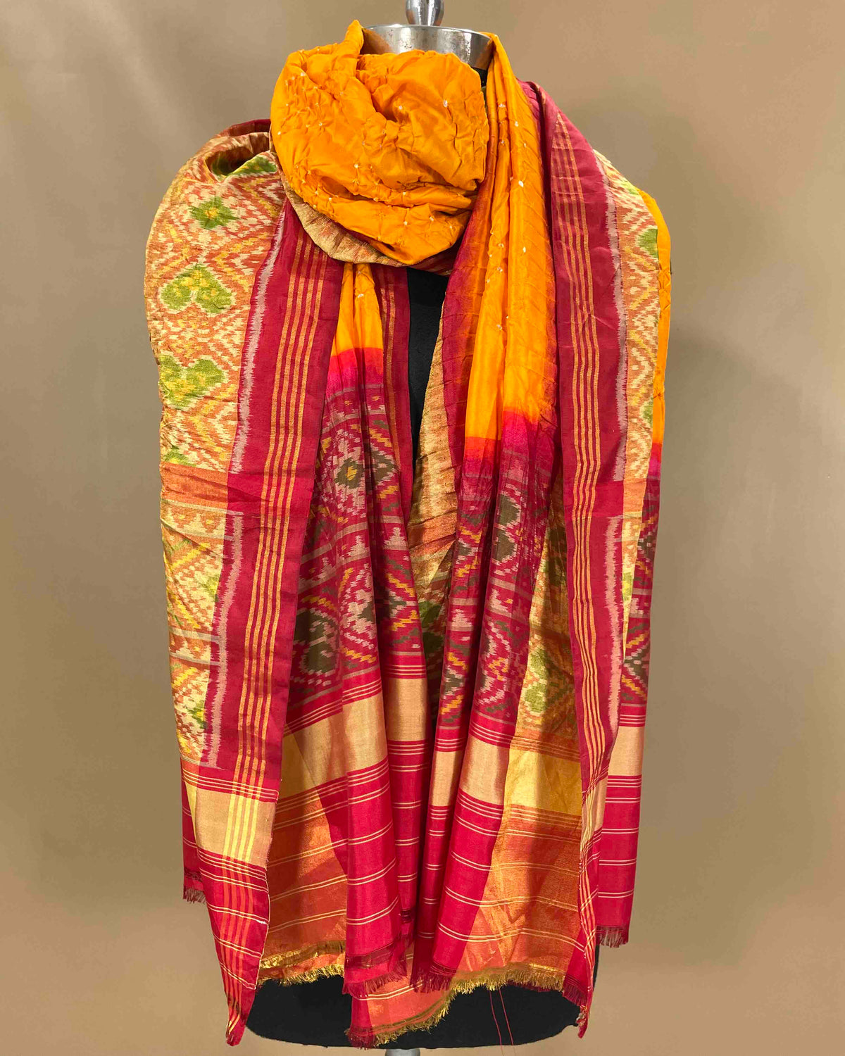 Red & Yellow Bandhani Patola Dupatta