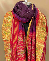 Red & Purple Bandhani Patola Dupatta