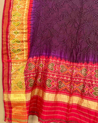 Red & Purple Bandhani Patola Dupatta