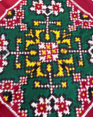 Red & Green Navratan Patola Pocket Square