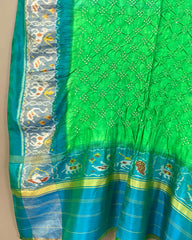 Cyan & Light Green Bandhani Patola Dupatta