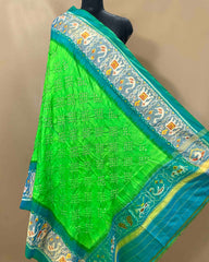 Cyan & Light Green Bandhani Patola Dupatta