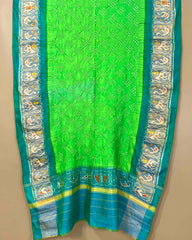 Cyan & Light Green Bandhani Patola Dupatta