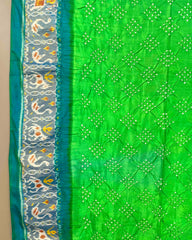 Cyan & Light Green Bandhani Patola Dupatta