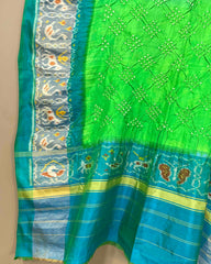 Cyan & Light Green Bandhani Patola Dupatta