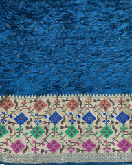 Navy Blue & Grey Silk Banarasi Tilfi Bandhani Saree