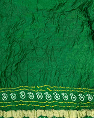 Green with Chex Pallu Gajji Silk Bandhani Saree