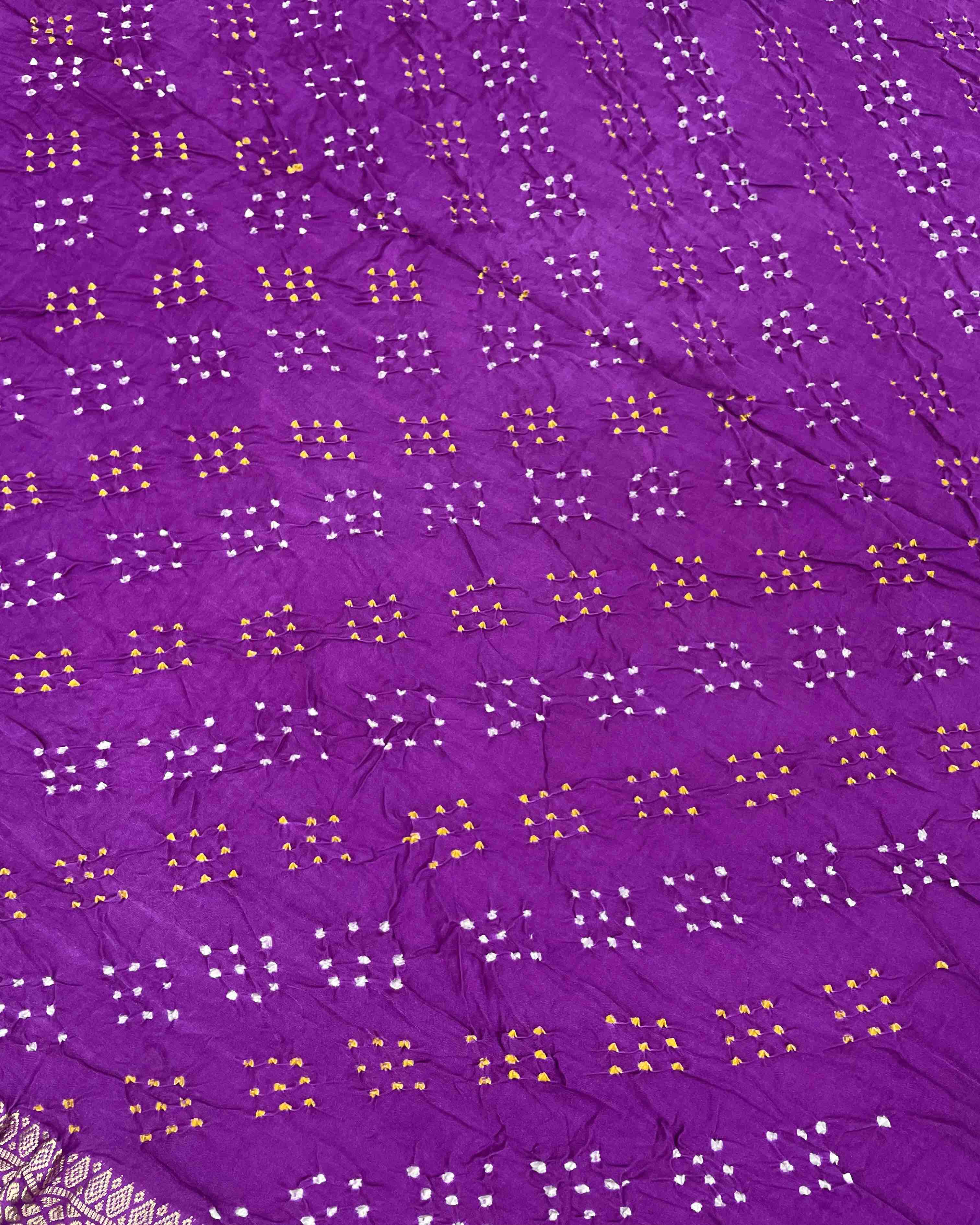 Purple Gajji Silk Bandhani Saree