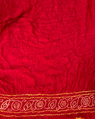 Red & Yellow Gajji Silk Bandhani Saree