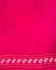 Pink & Peach Gajji Silk Bandhani Saree
