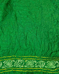 Green & Parrot Green with Chex Pallu Gajji Silk Bandhani Saree