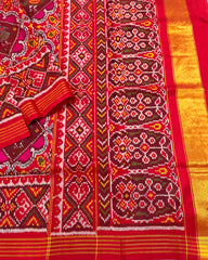 Red & Pink Big Figure Narikunj Designer Patola Saree