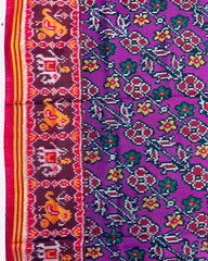 Red & Purple Leheriya Flower Designer Patola Saree