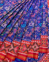 Red & Blue Narikunj Designer Patola Saree