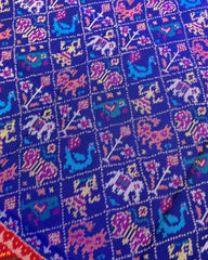 Red & Blue Narikunj Designer Patola Saree