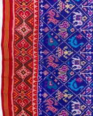 Red & Blue Narikunj Designer Patola Saree