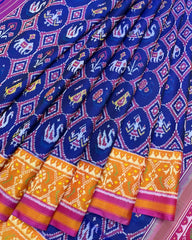 Pink & Blue Circle Narikunj Designer Patola Saree
