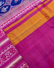 Pink & Blue Circle Narikunj Designer Patola Saree