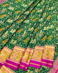 Pink & Green Narikunj Designer Patola Saree