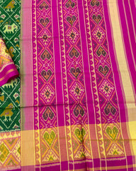 Pink & Green Narikunj Designer Patola Saree