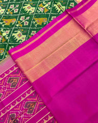 Pink & Green Narikunj Designer Patola Saree