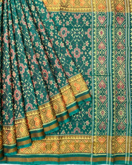 Turquoise Green Navratan Designer Patola Saree