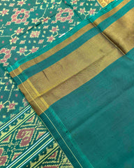 Turquoise Green Navratan Designer Patola Saree