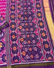 Purple & Pink Zigzag with Narikunj Scut Border Designer Patola Saree