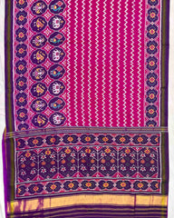 Purple & Pink Zigzag with Narikunj Scut Border Designer Patola Saree