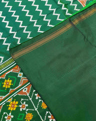 Green Zigzag with Narikunj Scut Border Designer Patola Saree
