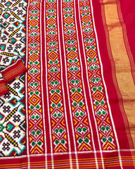 Red & White Manekchowk Traditional Designer Patola Saree