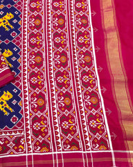 Pink & Blue Big Figure Narikunj Designer Patola Saree