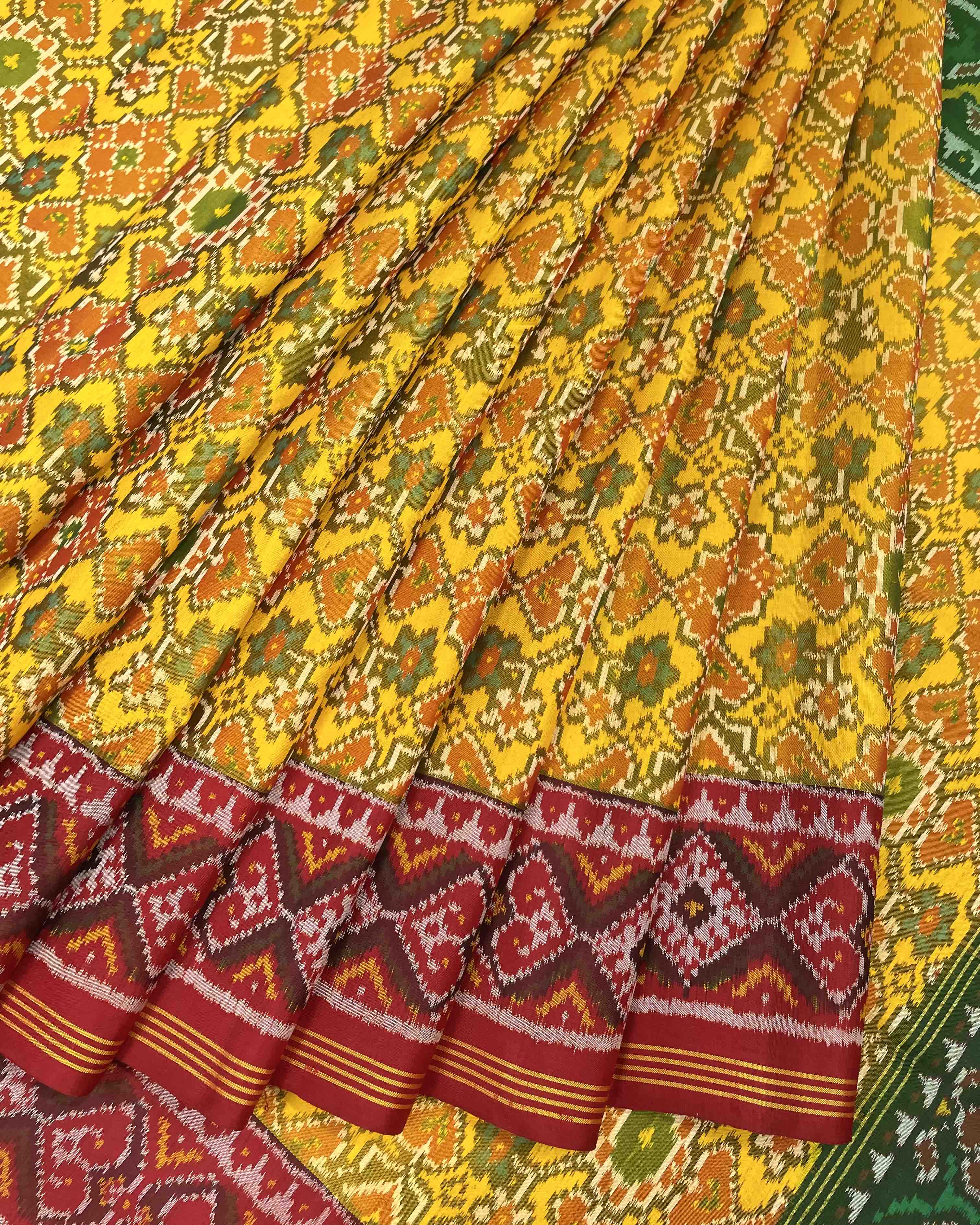 Yellow Navratan Ganga Jamuna Designer Patola Saree