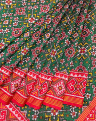 Red & Green Navratan Designer Patola Saree