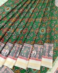 White & Green Navrtan Designer Patola Saree