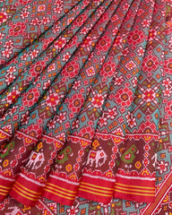 Red & Turquoise Navratan Designer Patola Saree