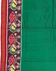 Red & Green Plain with Peacock Pallu Patola Saree