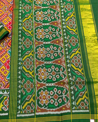Green & Yellow Manekchow Designer Patola Saree