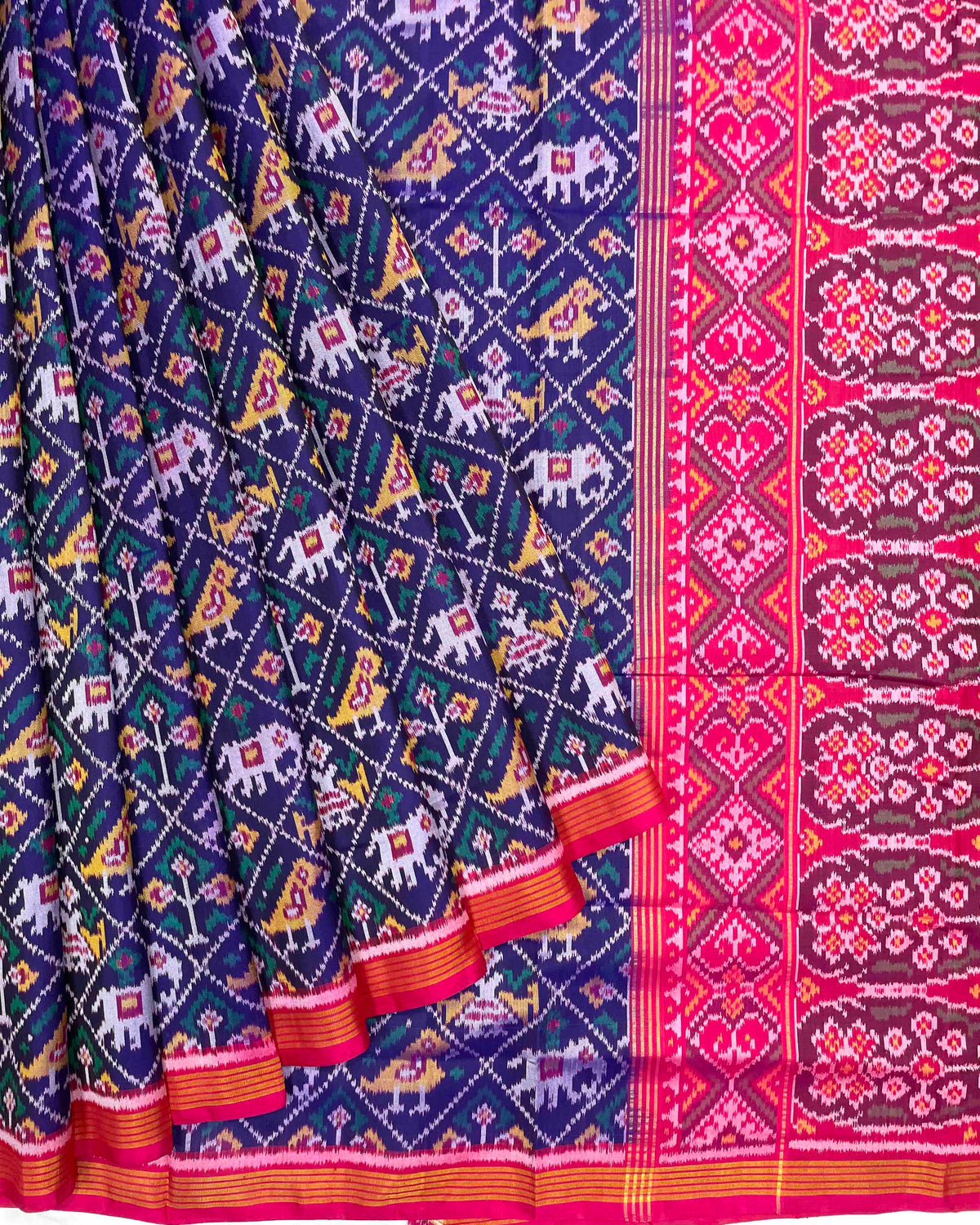 Pink & Blue Narikunj Designer Patola Saree