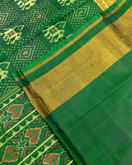 Green Narikunj with Doted Panchanda Designer Patola Saree