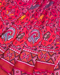 Pink & Orange Bid Figure Chhabdi Narikunj Designer Patola Saree
